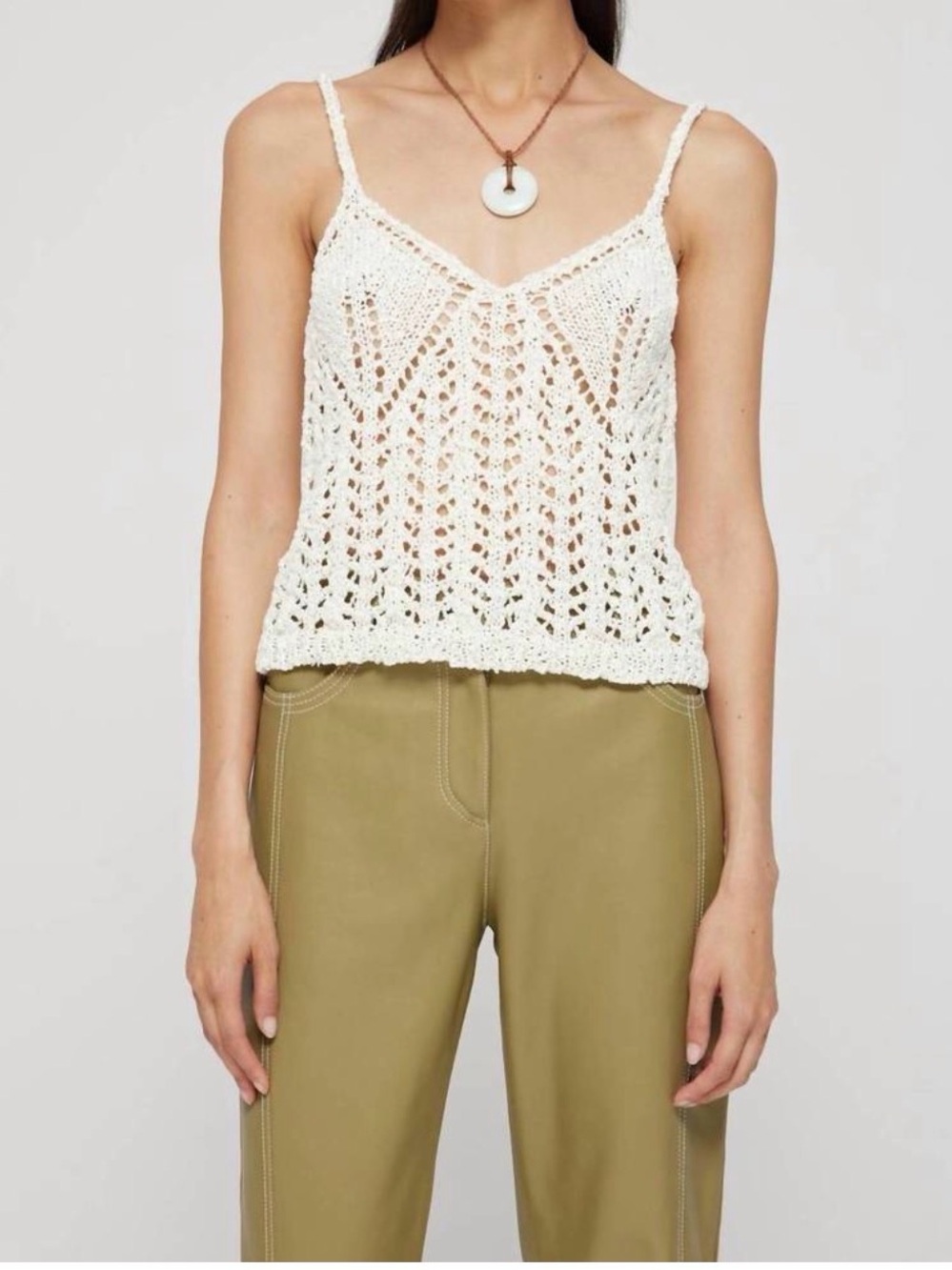 Rohe Cotton Blend Cream Coastal Knit Tank Top